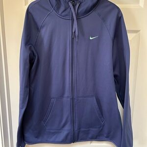 Nike Blue Full-Zip Hoodie with Green Logo